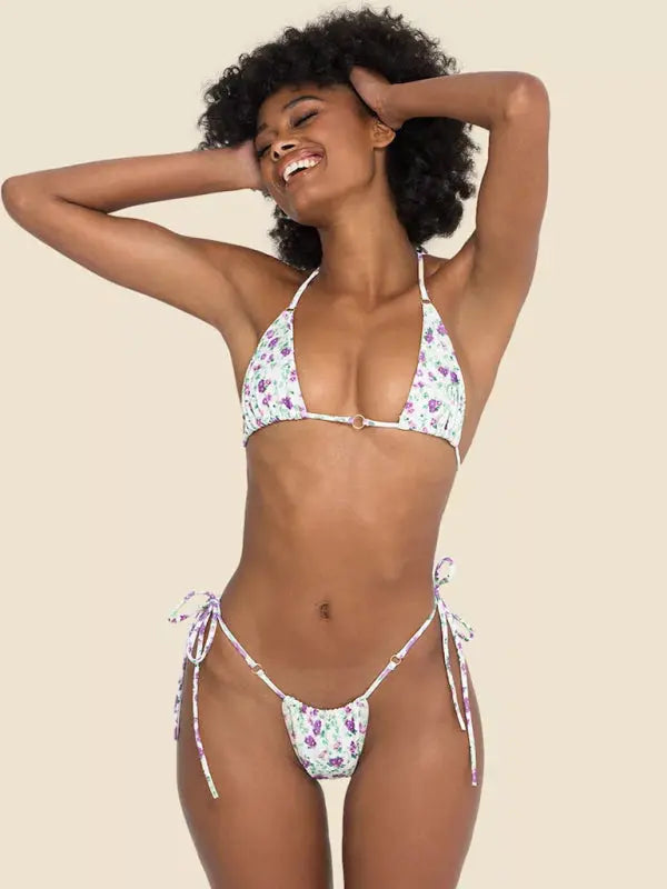 Beach Metal Ring Straps Two-piece Bikini BLUE ZONE PLANET