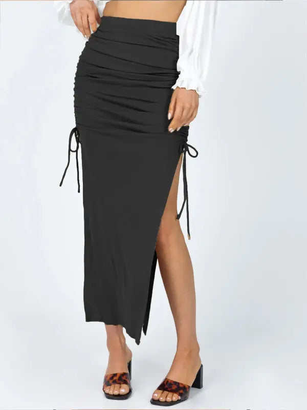 Blue Zone Planet | Anna's knitted slit slim fit hip maxi skirt BLUE ZONE PLANET