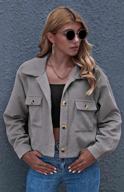 Blue Zone Planet | Autumn And Winter Corduroy Shirt Coat BLUE ZONE PLANET