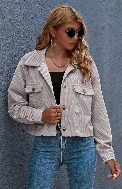 Blue Zone Planet | Autumn And Winter Corduroy Shirt Coat BLUE ZONE PLANET