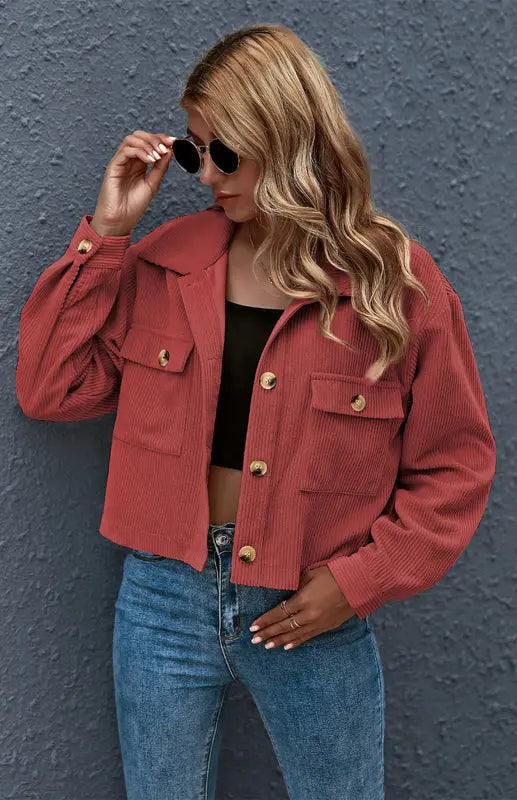 Blue Zone Planet | Autumn And Winter Corduroy Shirt Coat BLUE ZONE PLANET