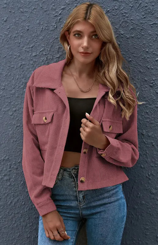 Blue Zone Planet | Autumn And Winter Corduroy Shirt Coat BLUE ZONE PLANET