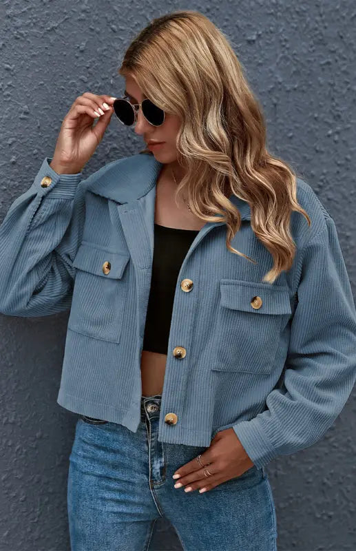 Blue Zone Planet | Autumn And Winter Corduroy Shirt Coat BLUE ZONE PLANET