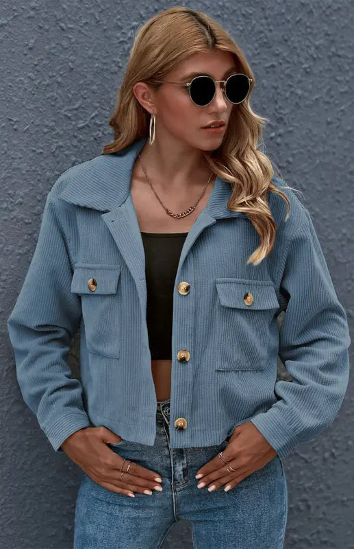 Blue Zone Planet | Autumn And Winter Corduroy Shirt Coat BLUE ZONE PLANET