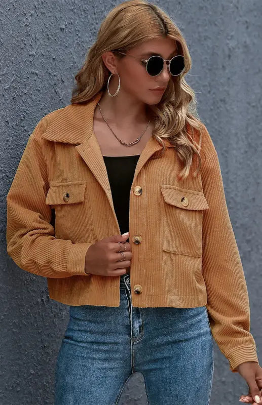Blue Zone Planet | Autumn And Winter Corduroy Shirt Coat BLUE ZONE PLANET