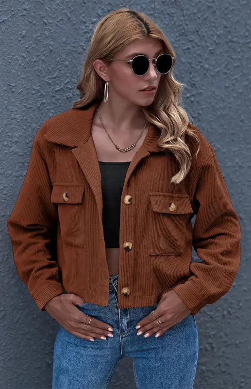 Blue Zone Planet | Autumn And Winter Corduroy Shirt Coat BLUE ZONE PLANET