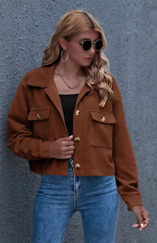 Blue Zone Planet | Autumn And Winter Corduroy Shirt Coat BLUE ZONE PLANET