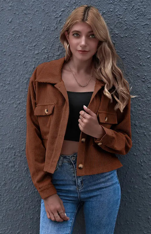 Blue Zone Planet | Autumn And Winter Corduroy Shirt Coat BLUE ZONE PLANET