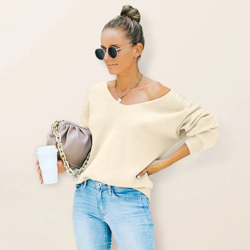 Blue Zone Planet | Autumn and winter European and American V-neck long sleeved sweater women BLUE ZONE PLANET