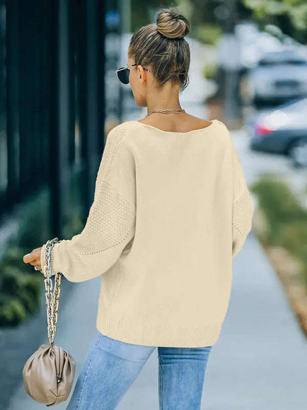 Blue Zone Planet | Autumn and winter European and American V-neck long sleeved sweater women BLUE ZONE PLANET
