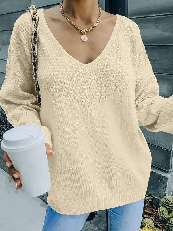 Blue Zone Planet | Autumn and winter European and American V-neck long sleeved sweater women BLUE ZONE PLANET