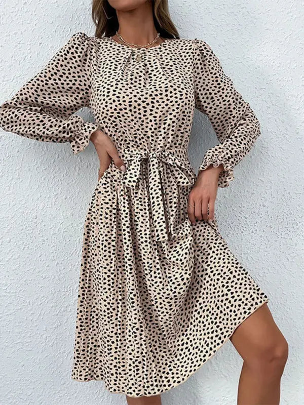 Blue Zone Planet | Autumn laces printed European and American base dress BLUE ZONE PLANET