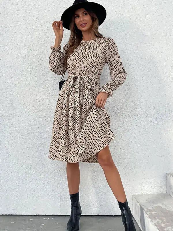 Blue Zone Planet | Autumn laces printed European and American base dress BLUE ZONE PLANET