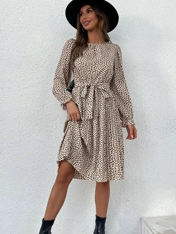Blue Zone Planet | Autumn laces printed European and American base dress BLUE ZONE PLANET