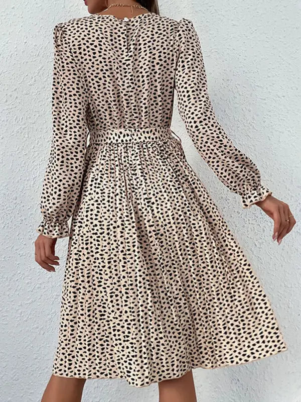 Blue Zone Planet | Autumn laces printed European and American base dress BLUE ZONE PLANET