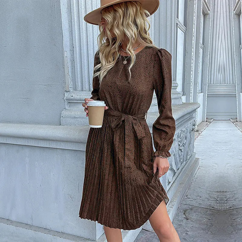 Blue Zone Planet | Autumn laces printed European and American base dress BLUE ZONE PLANET