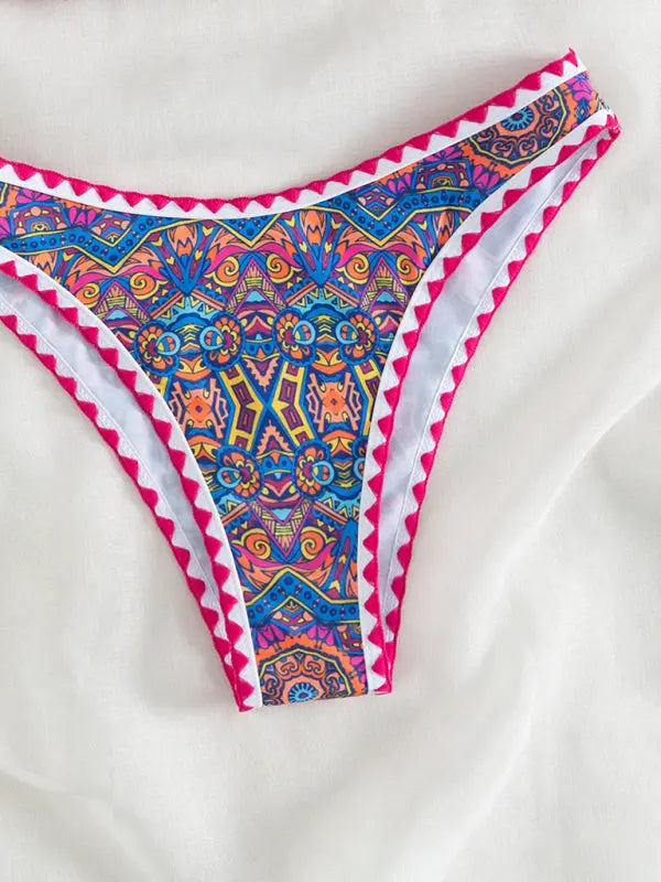 Blue Zone Planet | Ava's Crocheted Halterneck Tube Top Split Bikini Swimsuit BLUE ZONE PLANET
