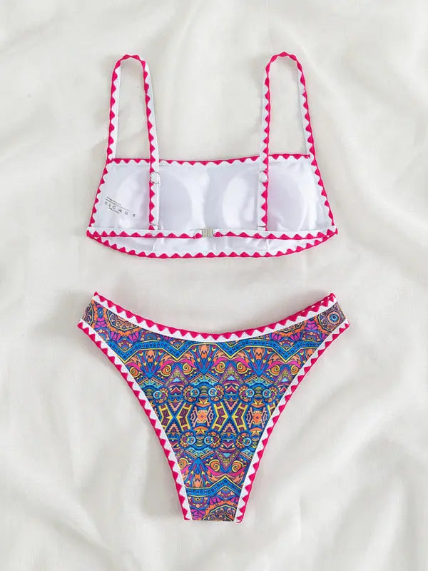 Blue Zone Planet | Ava's Crocheted Halterneck Tube Top Split Bikini Swimsuit BLUE ZONE PLANET