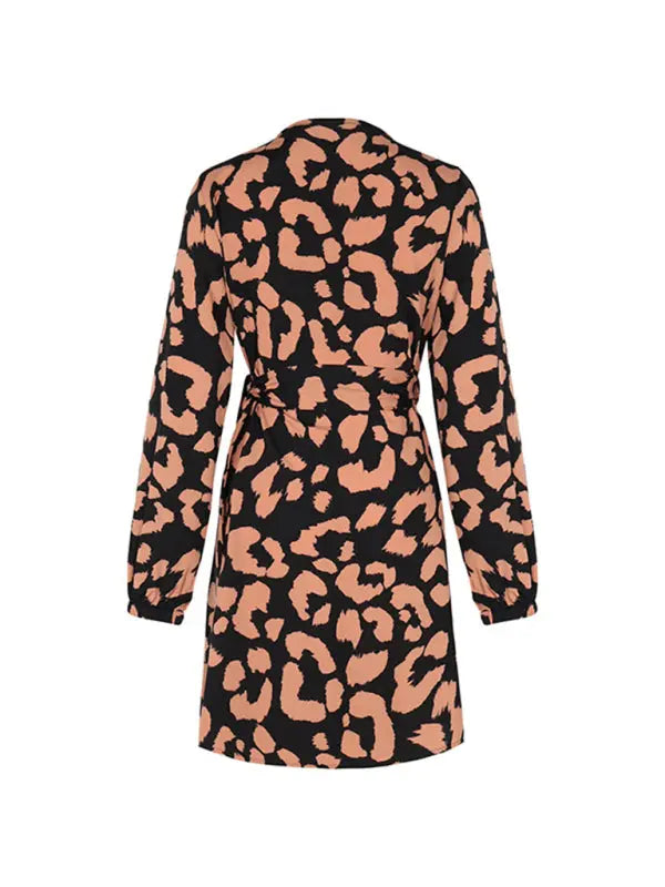 Blue Zone Planet | Ava's Leopard Print Long Sleeve V-Neck Mini Dress BLUE ZONE PLANET