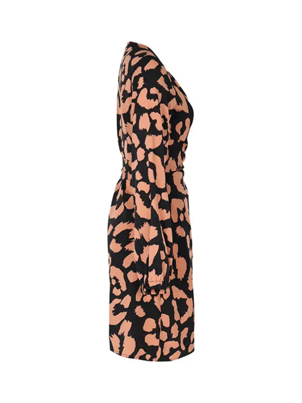 Blue Zone Planet | Ava's Leopard Print Long Sleeve V-Neck Mini Dress BLUE ZONE PLANET