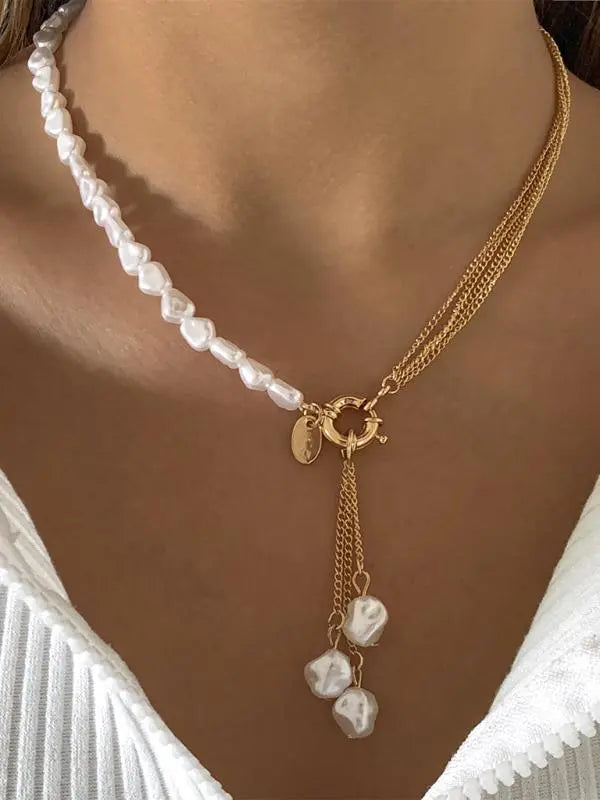 Blue Zone Planet | Baroque shaped pearl necklace creative irregular chain clavicle necklace BLUE ZONE PLANET