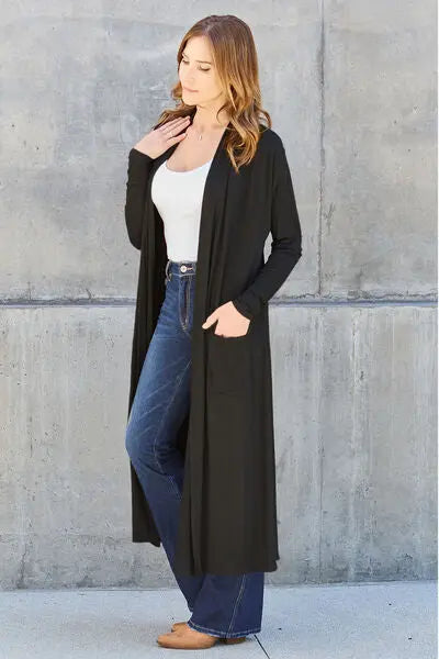 Blue Zone Planet | Basic Bae Full Size Open Front Long Sleeve Cover Up BLUE ZONE PLANET