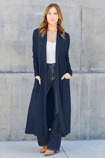 Blue Zone Planet | Basic Bae Full Size Open Front Long Sleeve Cover Up BLUE ZONE PLANET
