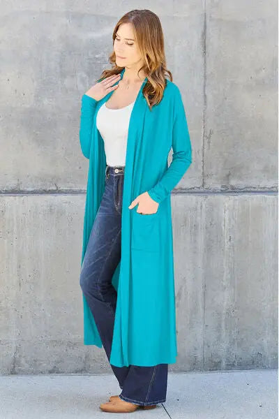 Blue Zone Planet | Basic Bae Full Size Open Front Long Sleeve Cover Up BLUE ZONE PLANET
