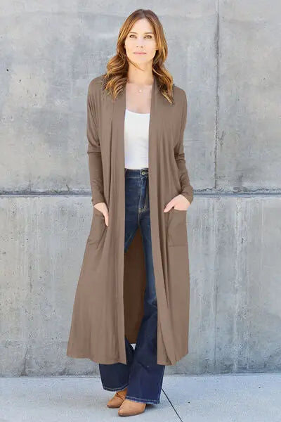 Blue Zone Planet | Basic Bae Full Size Open Front Long Sleeve Cover Up BLUE ZONE PLANET
