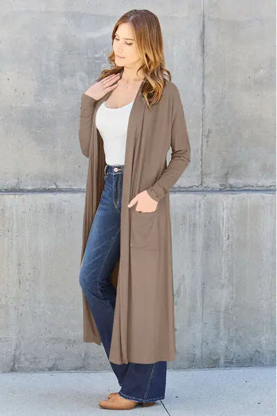 Blue Zone Planet | Basic Bae Full Size Open Front Long Sleeve Cover Up BLUE ZONE PLANET
