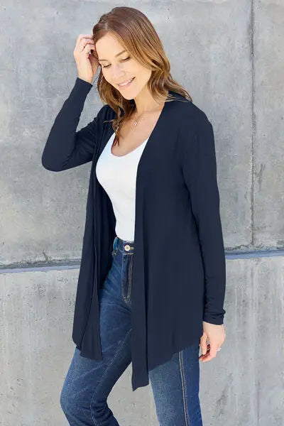 Blue Zone Planet | Basic Bae Full Size Open Front Long Sleeve Cover Up BLUE ZONE PLANET