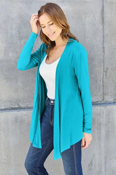 Blue Zone Planet | Basic Bae Full Size Open Front Long Sleeve Cover Up BLUE ZONE PLANET