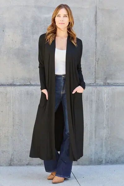 Blue Zone Planet | Basic Bae Full Size Open Front Long Sleeve Cover Up BLUE ZONE PLANET
