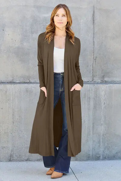 Blue Zone Planet | Basic Bae Full Size Open Front Long Sleeve Cover Up BLUE ZONE PLANET