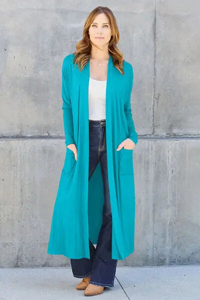 Blue Zone Planet | Basic Bae Full Size Open Front Long Sleeve Cover Up BLUE ZONE PLANET