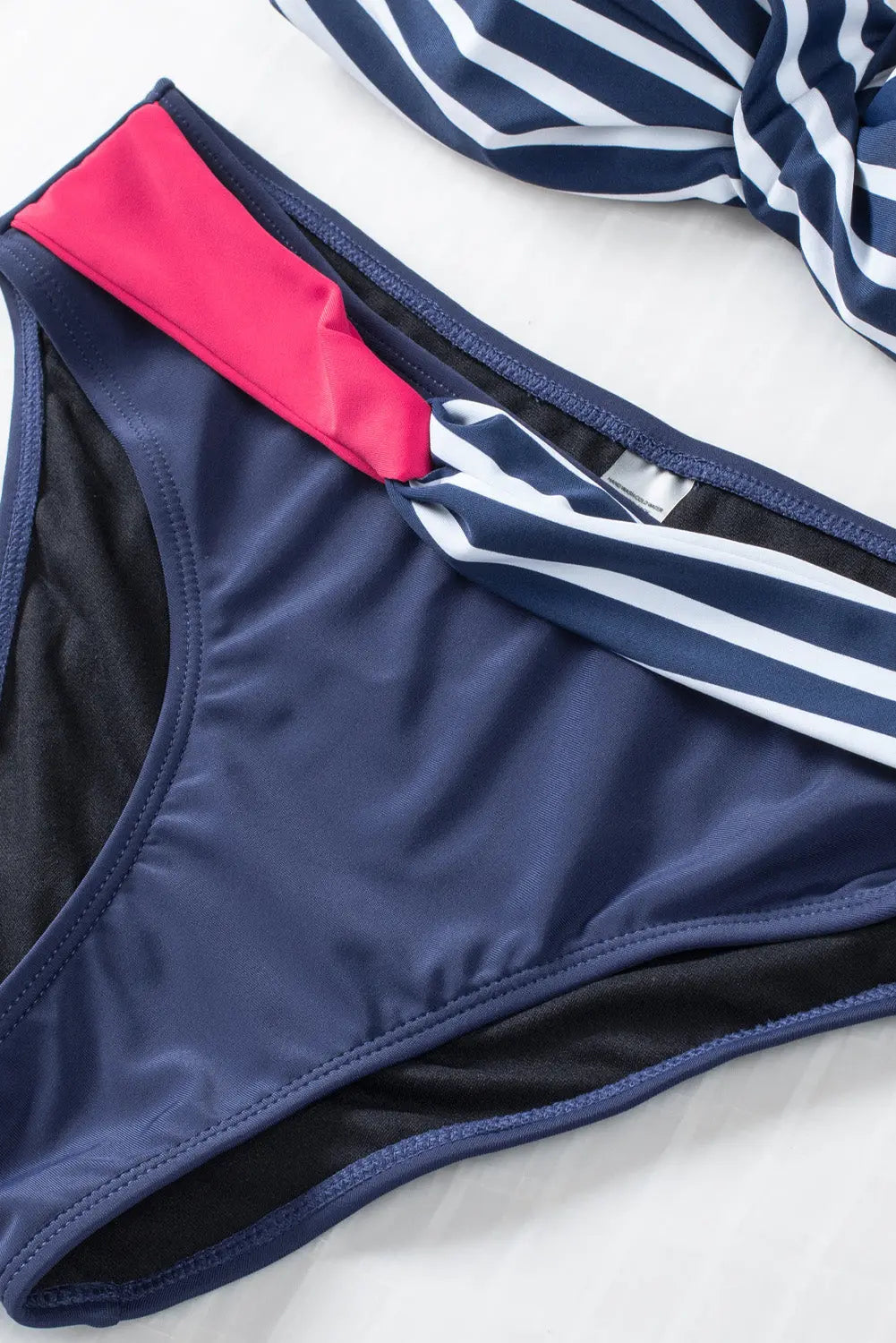 Blue Zone Planet |  Blue Halter Bandeau Striped Bikini Blue Zone Planet