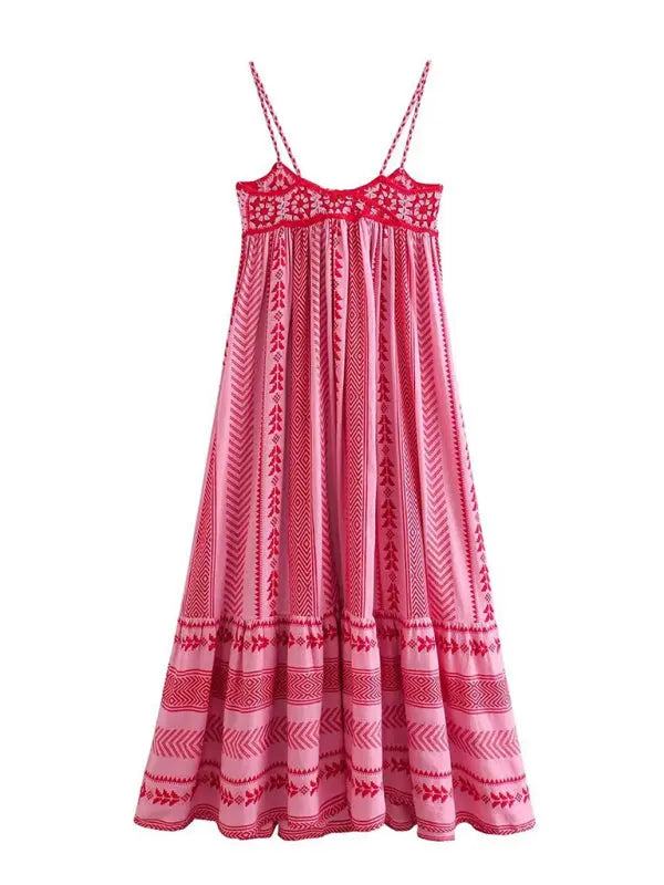 Blue Zone Planet | Crochet patchwork knitted ethnic style slip dress BLUE ZONE PLANET