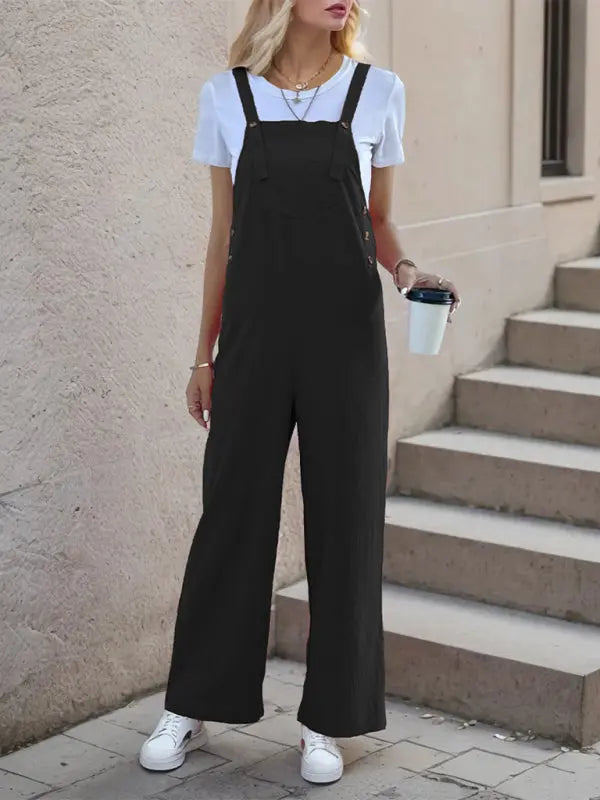 Blue Zone Planet | Crystal's one-piece spaghetti strap straight trousers kakaclo