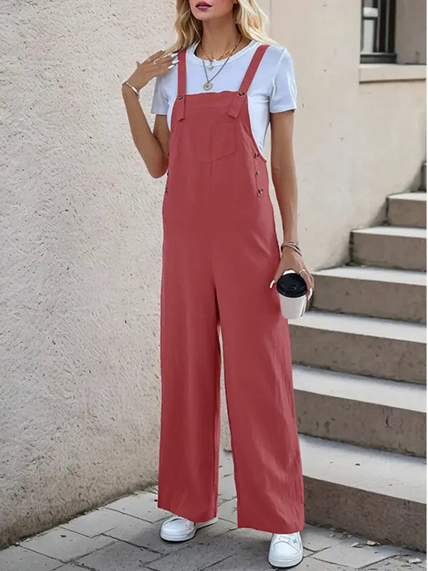 Blue Zone Planet | Crystal's one-piece spaghetti strap straight trousers kakaclo