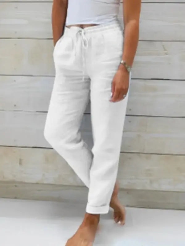 Blue Zone Planet | Elastic Waist Solid Color Wide Leg Pants Loose Trousers BLUE ZONE PLANET