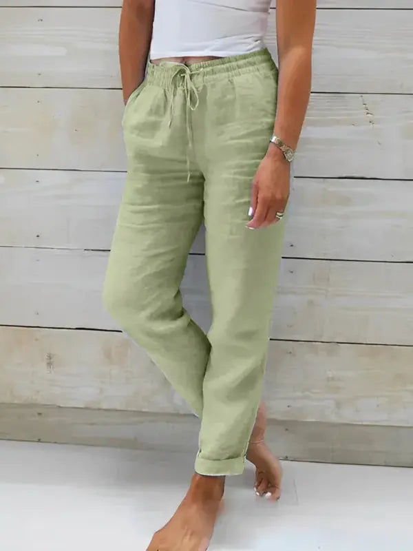 Blue Zone Planet | Elastic Waist Solid Color Wide Leg Pants Loose Trousers BLUE ZONE PLANET