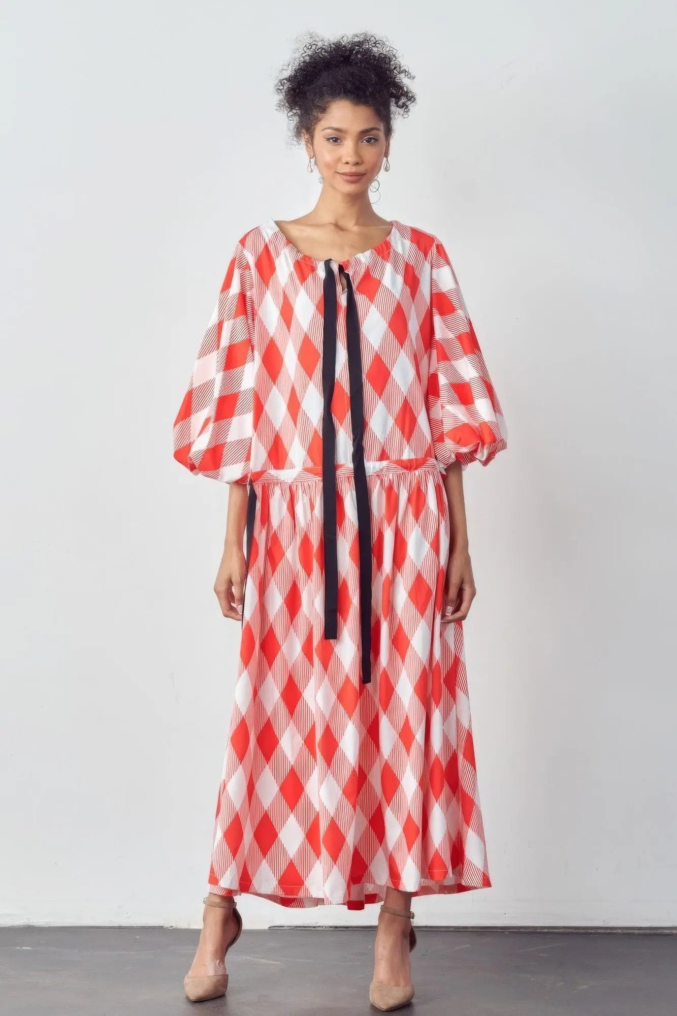 Blue Zone Planet | Ella's Balloon Sleeves Very Over Fit Pocketed Maxi Dress Blue Zone Planet