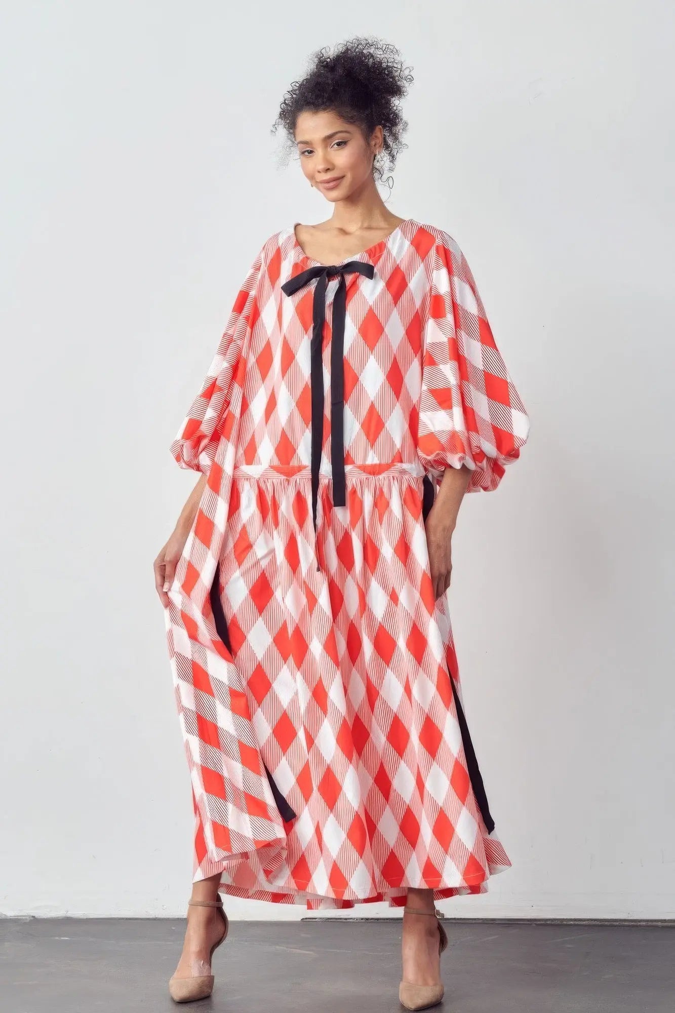 Blue Zone Planet | Ella's Balloon Sleeves Very Over Fit Pocketed Maxi Dress Blue Zone Planet