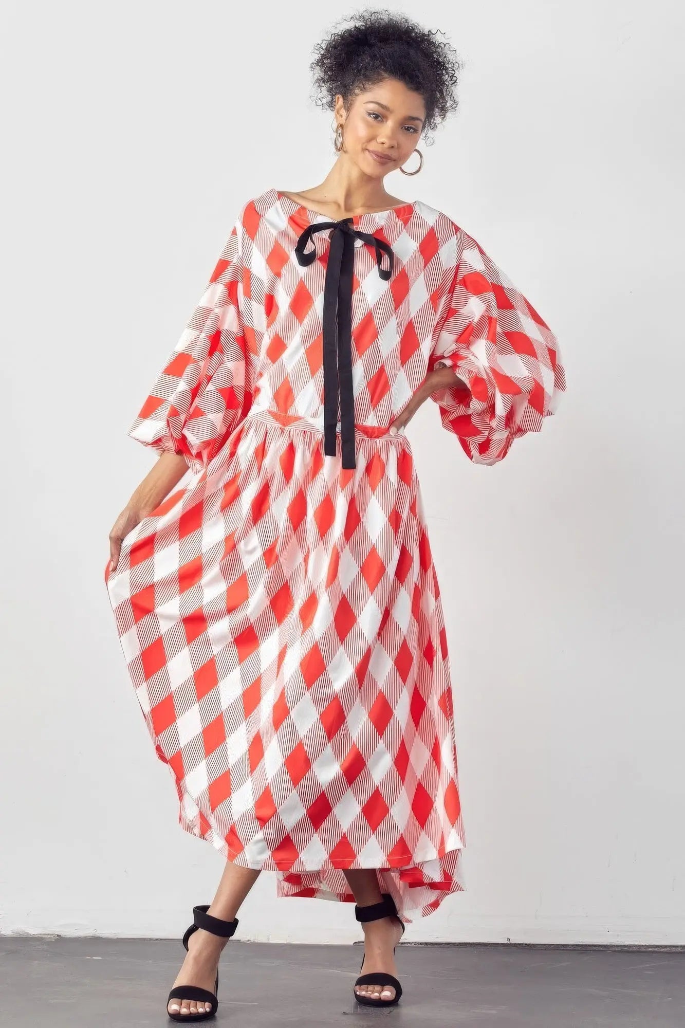 Blue Zone Planet | Ella's Balloon Sleeves Very Over Fit Pocketed Maxi Dress Blue Zone Planet
