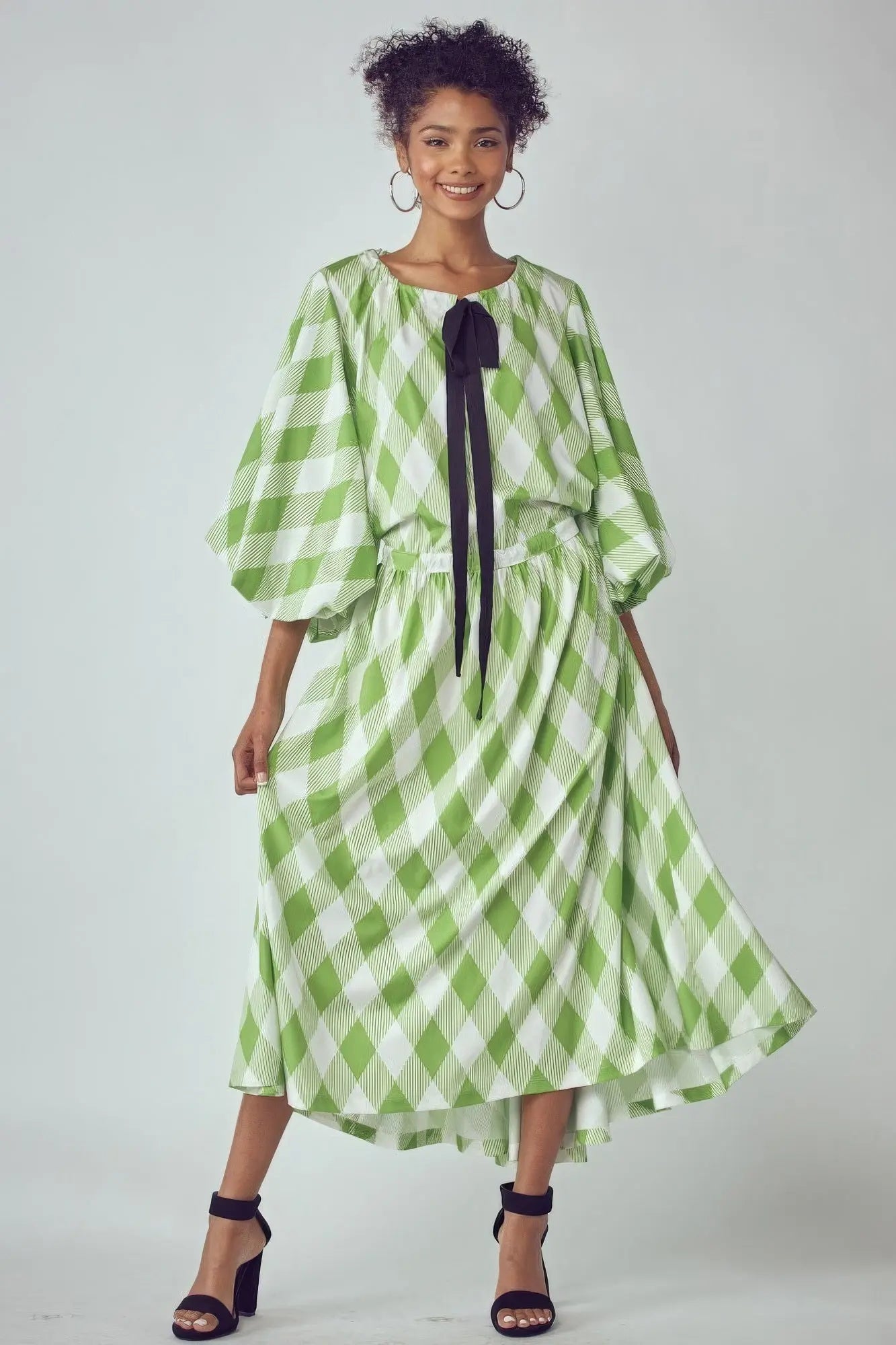 Blue Zone Planet | Ella's Balloon Sleeves Very Over Fit Pocketed Maxi Dress Blue Zone Planet