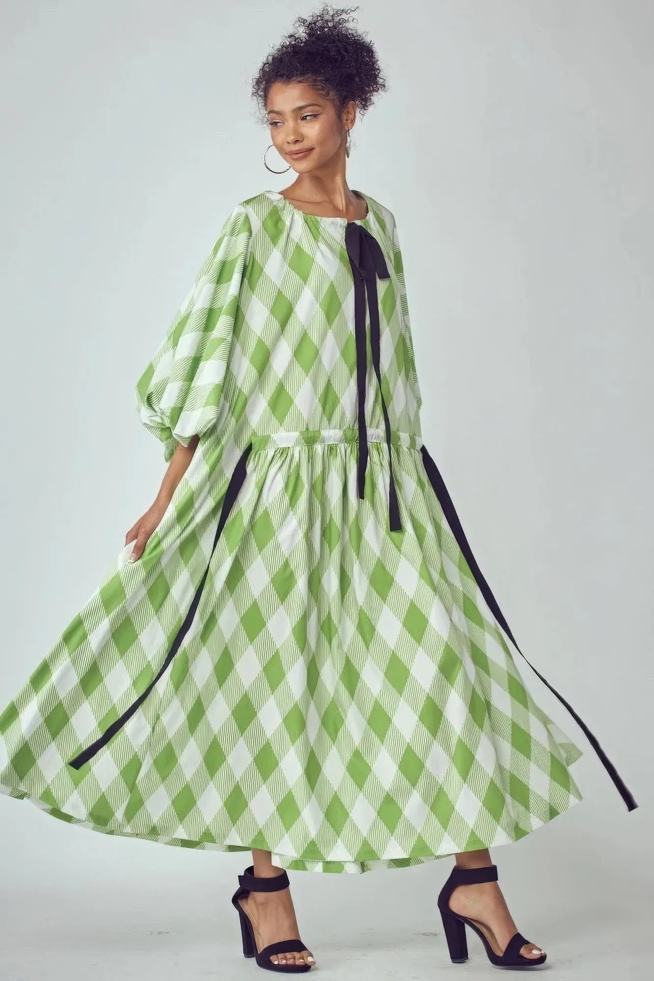 Blue Zone Planet | Ella's Balloon Sleeves Very Over Fit Pocketed Maxi Dress Blue Zone Planet