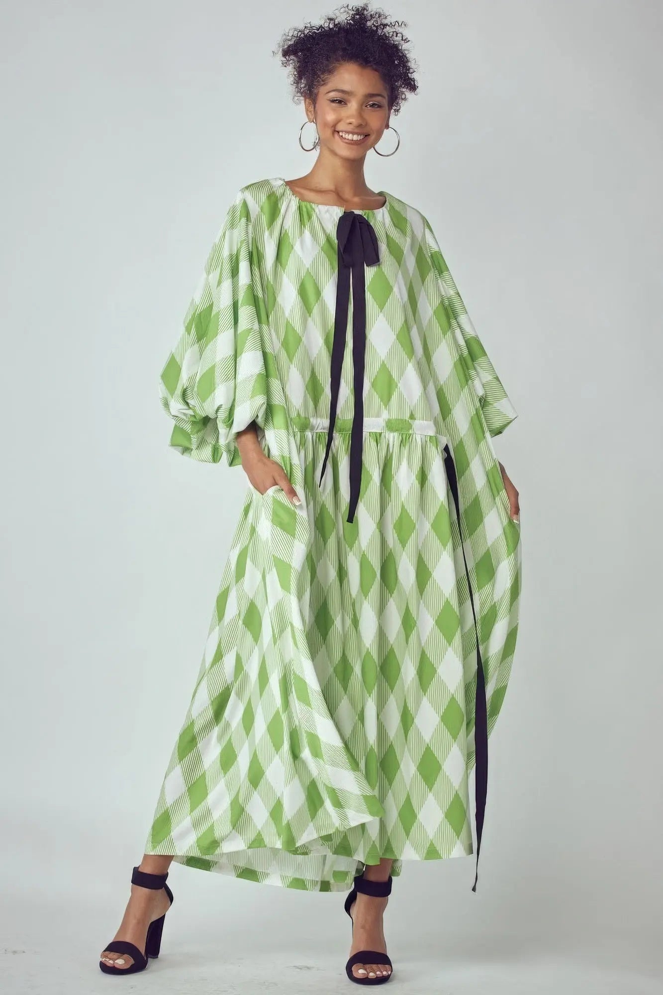 Blue Zone Planet | Ella's Balloon Sleeves Very Over Fit Pocketed Maxi Dress Blue Zone Planet