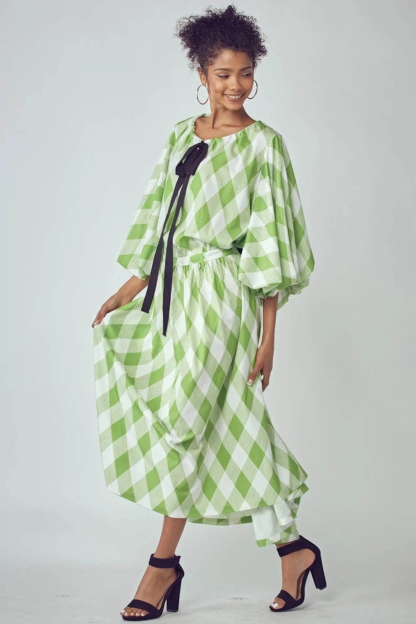 Blue Zone Planet | Ella's Balloon Sleeves Very Over Fit Pocketed Maxi Dress Blue Zone Planet