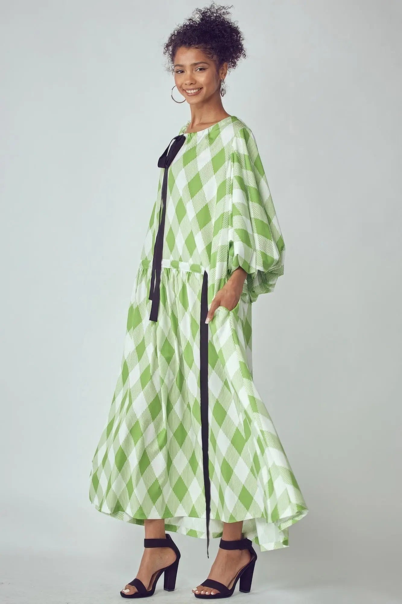Blue Zone Planet | Ella's Balloon Sleeves Very Over Fit Pocketed Maxi Dress Blue Zone Planet