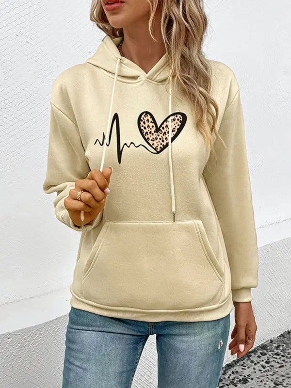 Blue Zone Planet | Ember's Love Leopard Casual Print Hooded Sweatshirt kakaclo